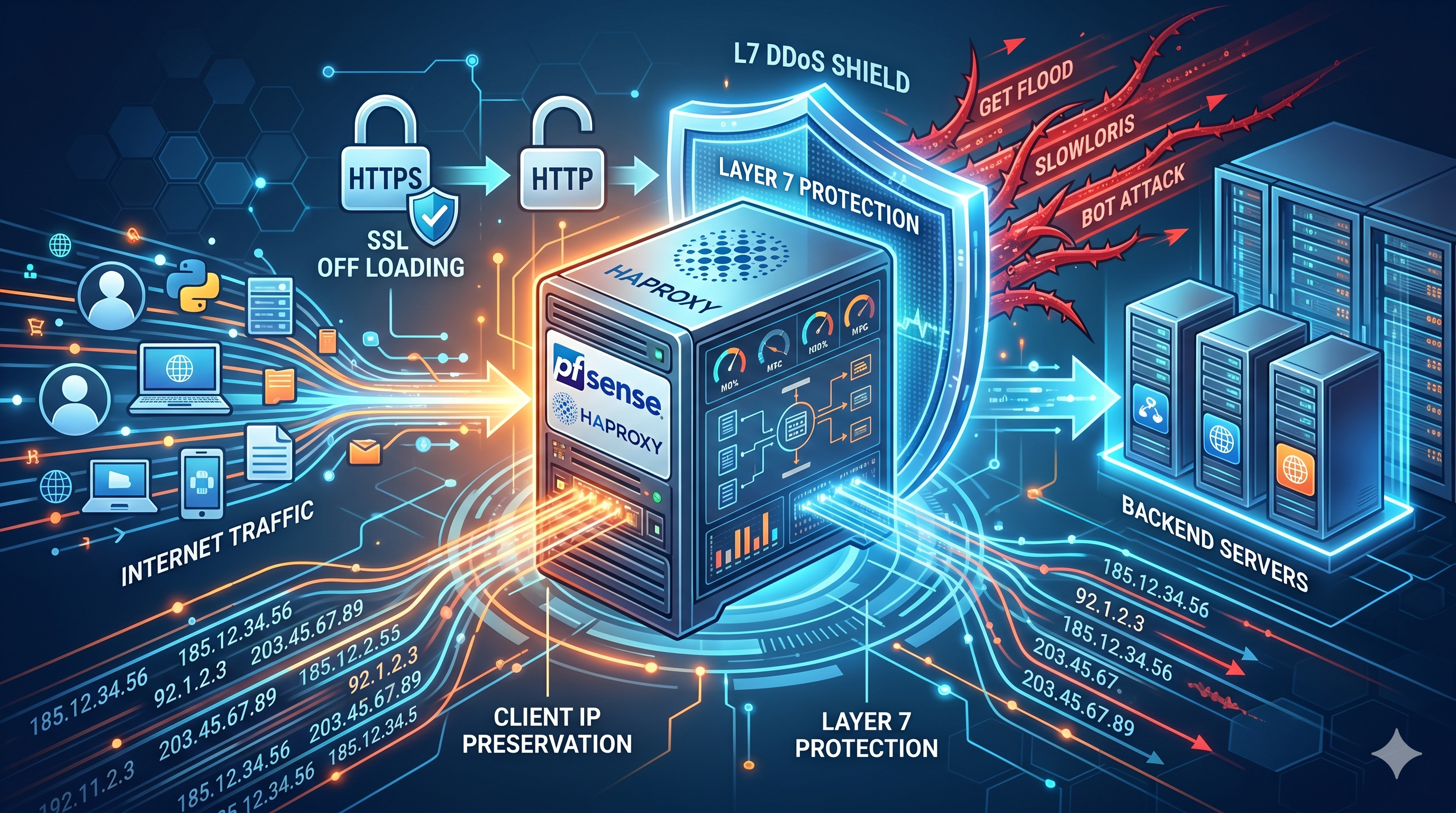 Cấu hình pfSense HAProxy: SSL Offloading, Client IP, DDoS L7